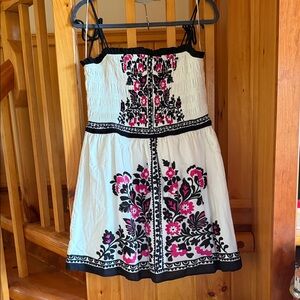 Miami Black and Pink Embroidered Dress